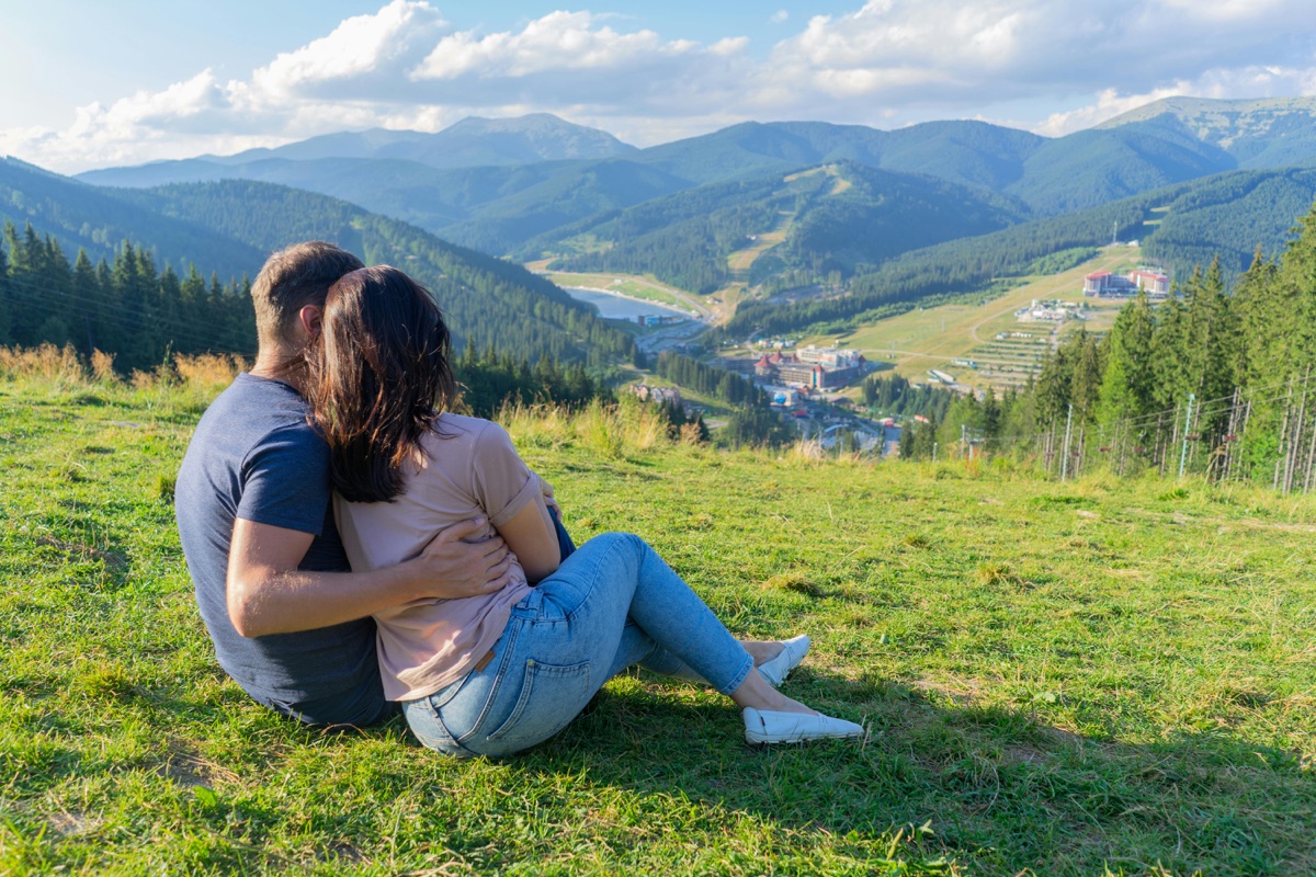 Couple hiking together on an outdoor trail